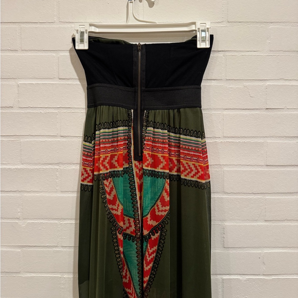 NWT Strapless Black and Multicolor Patterned Dress - Picture 6 of 10